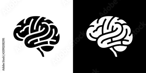 Tableau sur toile Minimalist Human Brain Vector Icon Set for Mental Health, Psychology, Intelligen