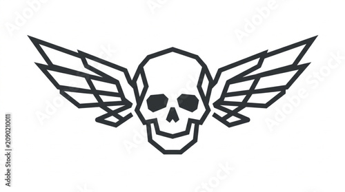 Canvastavla Stylized Skull with Geometric Wings Illustration.