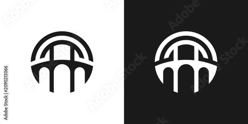 logo design combining bridge and circle, design vector icon idea