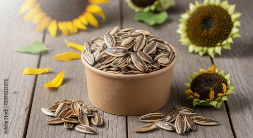 Realistic Professional Photo of Sunflower Seeds (Kuaci) With Natural Food Styling and Detailed Texture