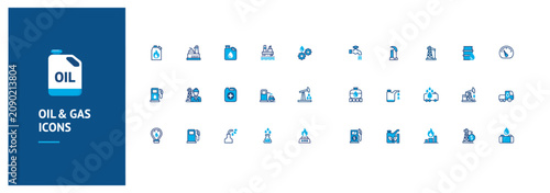 Bild auf Leinwand Detailed oil and gas energy icons set for industrial infrastructure and fuel pro