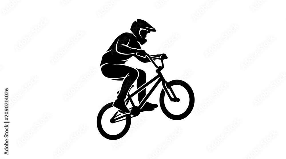 Obraz premium BMX Rider Silhouette Performing Trick on Bicycle
