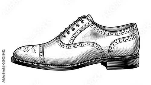 Quadro su tela Classic Oxford Brogue Shoe Illustration