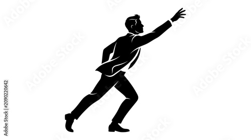Fotografie Silhouette of businessman reaching out, isolated on white background