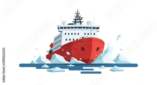 Canvastavla Red icebreaker ship navigating through arctic ice floes