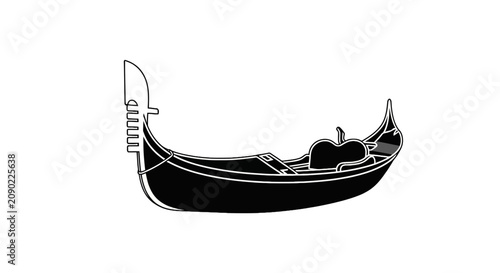 Принти на полотні Traditional venetian gondola boat silhouette