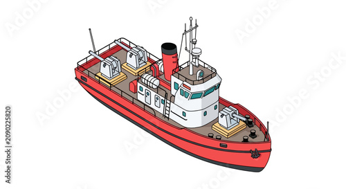 Photography Isometric red and white naval patrol boat