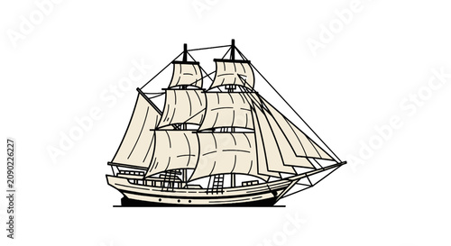 Φωτογραφία Vintage sailing ship with multiple masts and sails