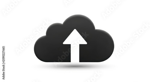 Obraz na płótnie Black cloud icon with white upload arrow