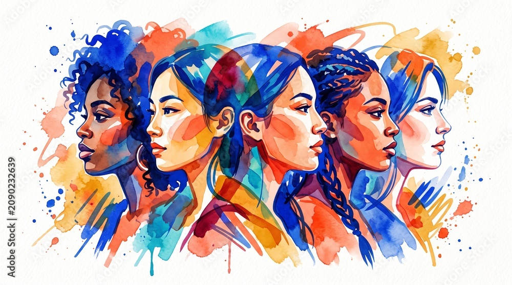 Fototapeta premium Bold Contemporary Multicultural Art Illustration Celebrating Diversity and Creativity