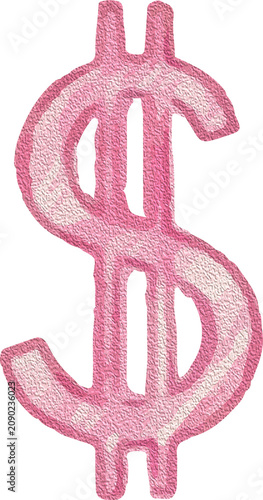 Colored Pencil Dollar Sign Clipart, Hand Drawn Crayon Currency Symbol Isolated on Transparent Background