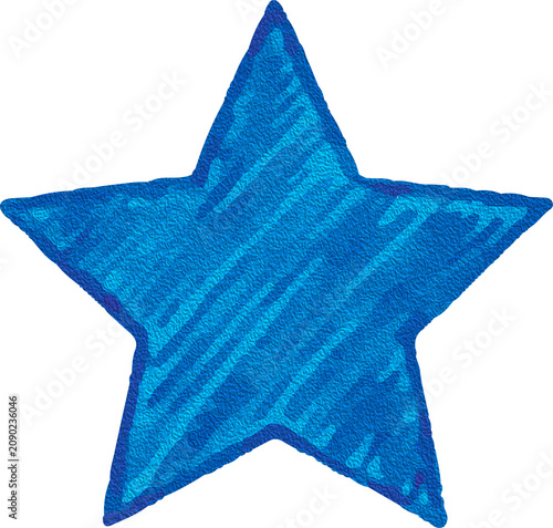 Colored Pencil Five Point Star Clipart, Hand Drawn Crayon Favorite Symbol Isolated on Transparent Background