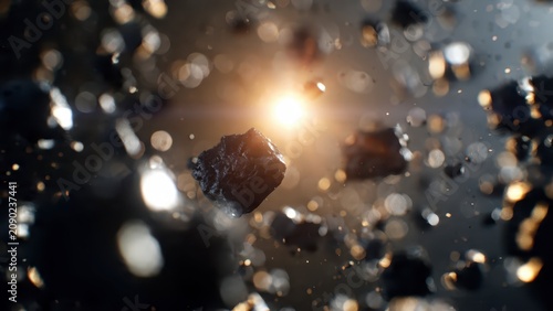 Abstract Golden Sparkles on Dark Background.