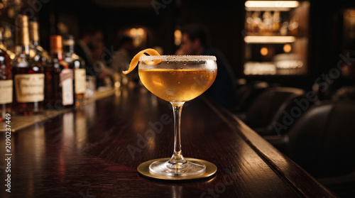 Classic Sidecar Cocktail on Elegant Bar Counter