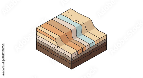 Foto Geological Cross Section Showing Stratified Rock Layers.