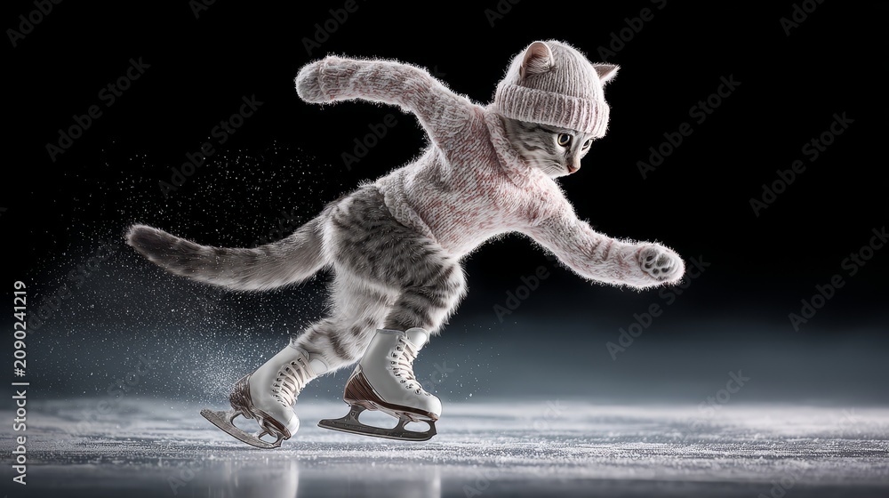 Fototapeta premium Cat figure skating
