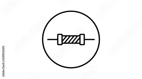 Картината върху платно Elegant Minimalist Black and White Schematic Diagram of a Variable Resistor or P