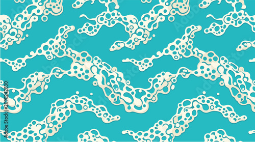 Bild auf Leinwand Seamless turquoise water wave pattern with bubbly sea foam