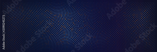 Abstract dark blue background with radiating halftone dot pattern