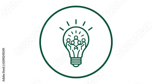 Photos Teamwork lightbulb icon with people inside, representing collaboration and innov