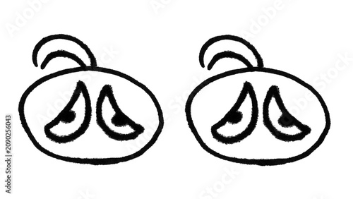 Bild auf Leinwand Doodle Sad Round Face Teardrop Eyes Vector Brushes