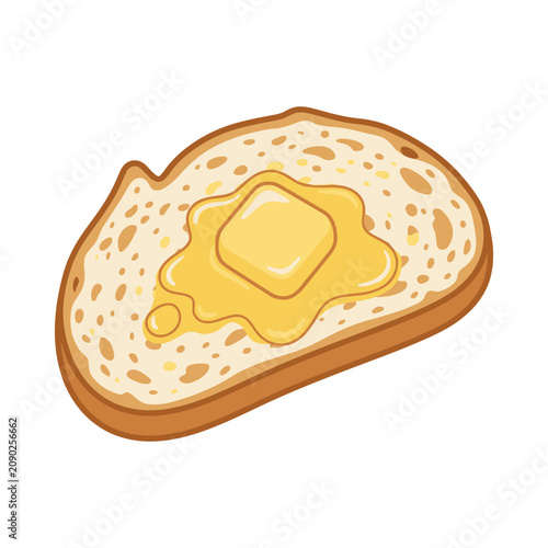 A fresh bread slice topped with a melting butter pat