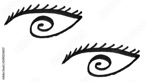 Bild auf Leinwand Doodle Eye with Spiral Pupil Vector Brushes
