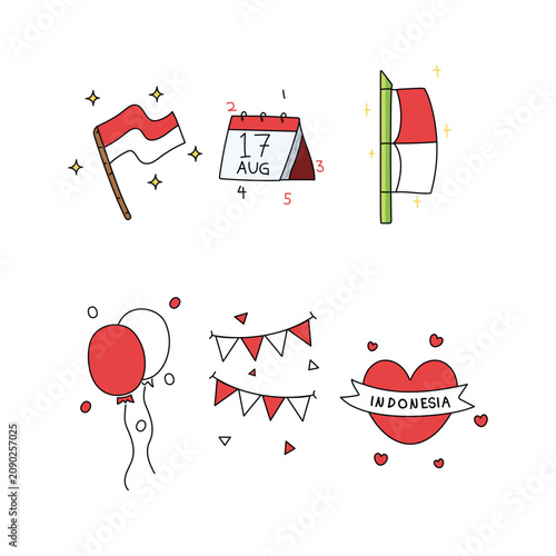 Vector icon set of Indonesia Independence Day 17 August celebration elements - Vector Icons Hari Kemerdekaan Republik Indonesia
