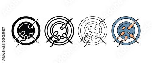 Εκτύπωση καμβά Fertilization process icons showing sperm approaching and interacting with an ov
