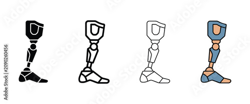 Bild auf Leinwand Set of prosthetic leg icons representing medical technology and modern limb repl