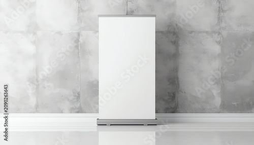 Blank roll up banner template. 3D rendering