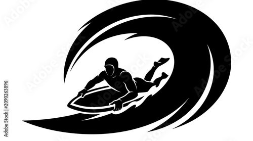 Foto Surfer Riding Wave Silhouette