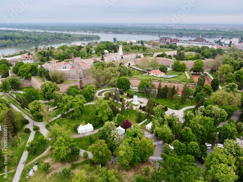 Aerial Views of Belgrade Cityscape, Belgrade Fortress and the Sava River in Serbia