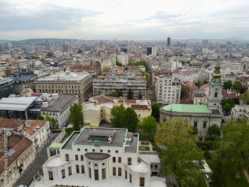 Aerial Views of Belgrade Cityscape, Belgrade Fortress and the Sava River in Serbia