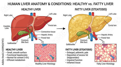 Foto Human Liver Anatomy: Healthy vs