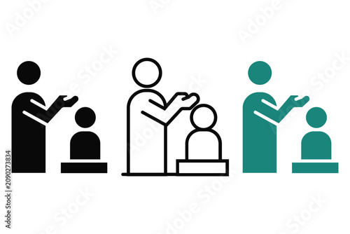 Illustrations of adults teaching children different gestures