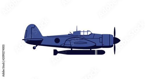 Konstfotografi Vintage torpedo bomber aircraft in blue silhouette profile
