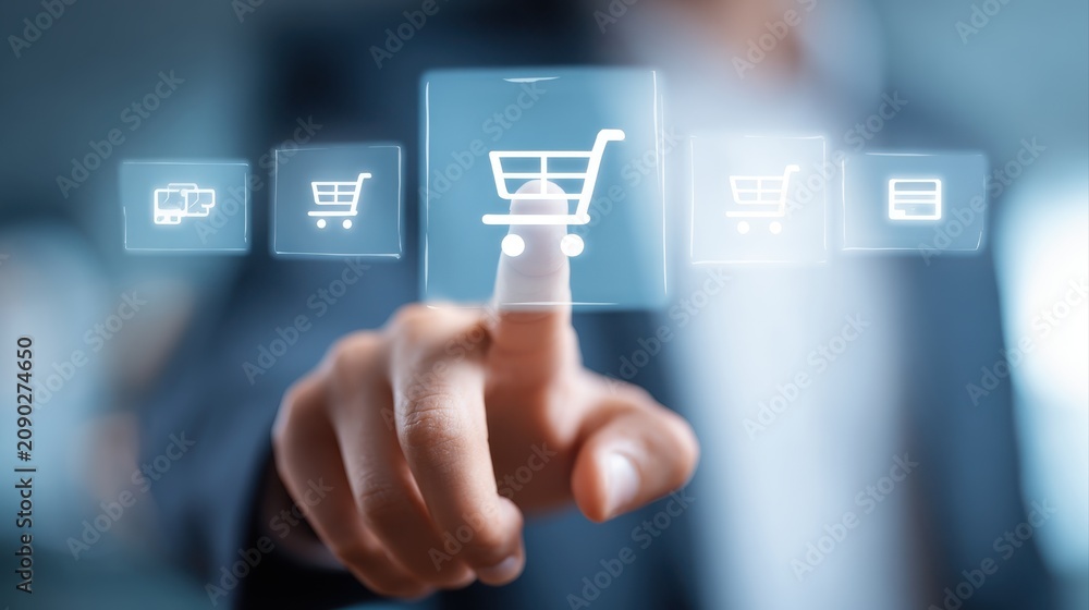 Obraz premium E-Commerce, Online shopping Internet business concept on virtual screen.