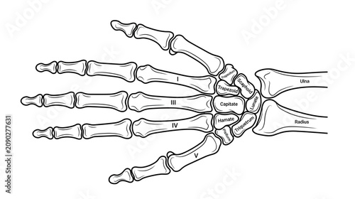 Bild auf Leinwand Human Hand Skeleton Anatomy Illustration