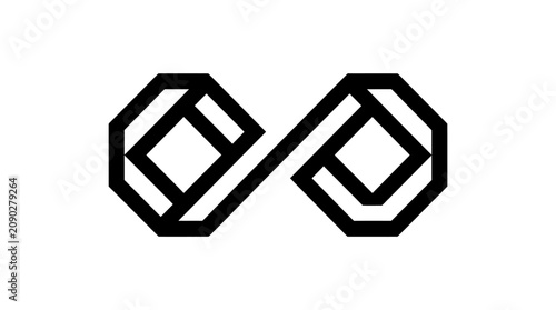 Abstract black geometric infinity loop logo icon.