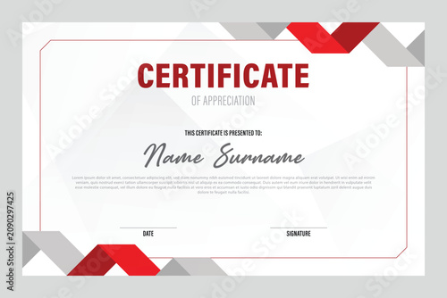 Photos certificate, award, charter template design with modern theme