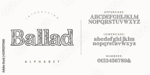 Obraz na płótnie Ballad elegant script font with decorative swashes for sophisticated wedding car