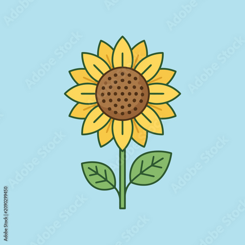 A simple sunflower illustration on a blue background