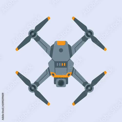 A flat vector illustration of a modern quadcopter drone device