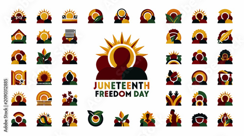Juneteenth Freedom Day Icons: Celebration of Black Emancipation and Heritage