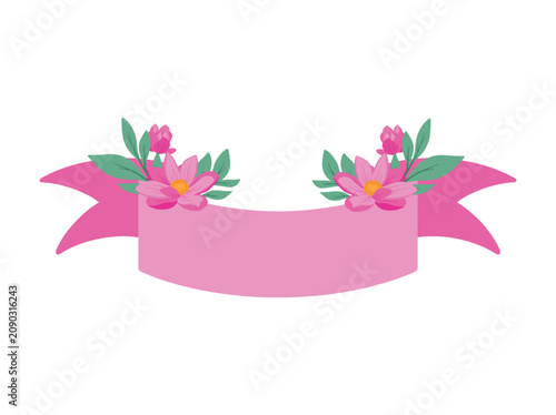 Pink Ribbon with Flower Illustration