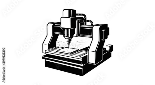 CNC Milling Machine Icon Illustration