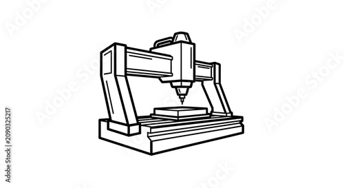 CNC Milling Machine Icon Vector Illustration