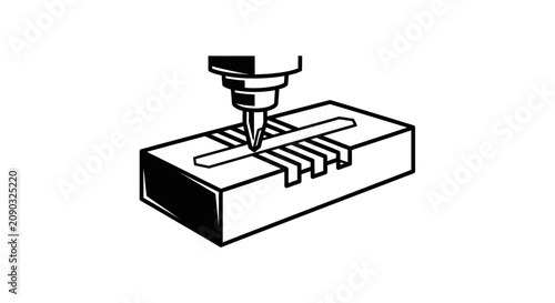 CNC Milling Machine Cutting Metal Block Icon