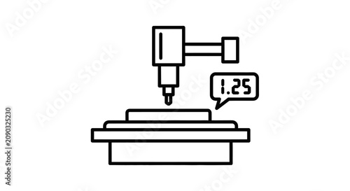 CNC Milling Machine Icon with Measurement Indicator